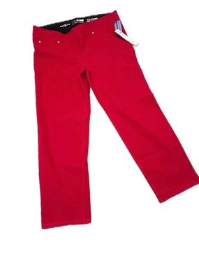 NWT Luxe Denim 360 Plus 3X Red Slim Straight Pants (Fits 5'4"-5'8")